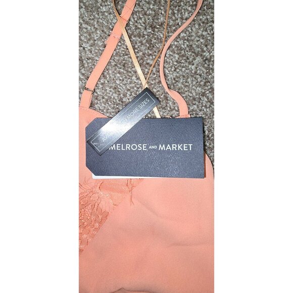 Melrose & Market Coral Amber Lace Trim V-Neck Camisole Tank Top S - Picture 4 of 5